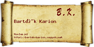 Barták Karion névjegykártya
